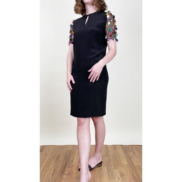 Stunning Vintage 100% Silk Sequin Beaded Midi Mini Designer Dress Wedding Guest - Picture 10 of 14